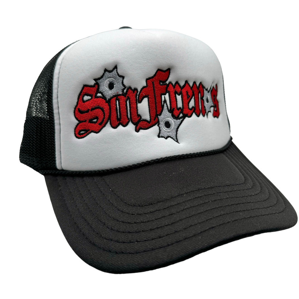 Bulletholes Sin Frenos Trucker Hat – Black/White/Red