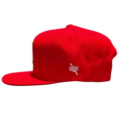 LA Scythe Snapback cap in red.