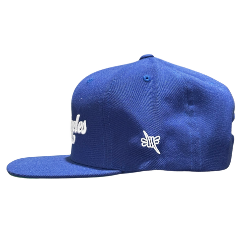 LA Scythe Snapback cap in royal blue.