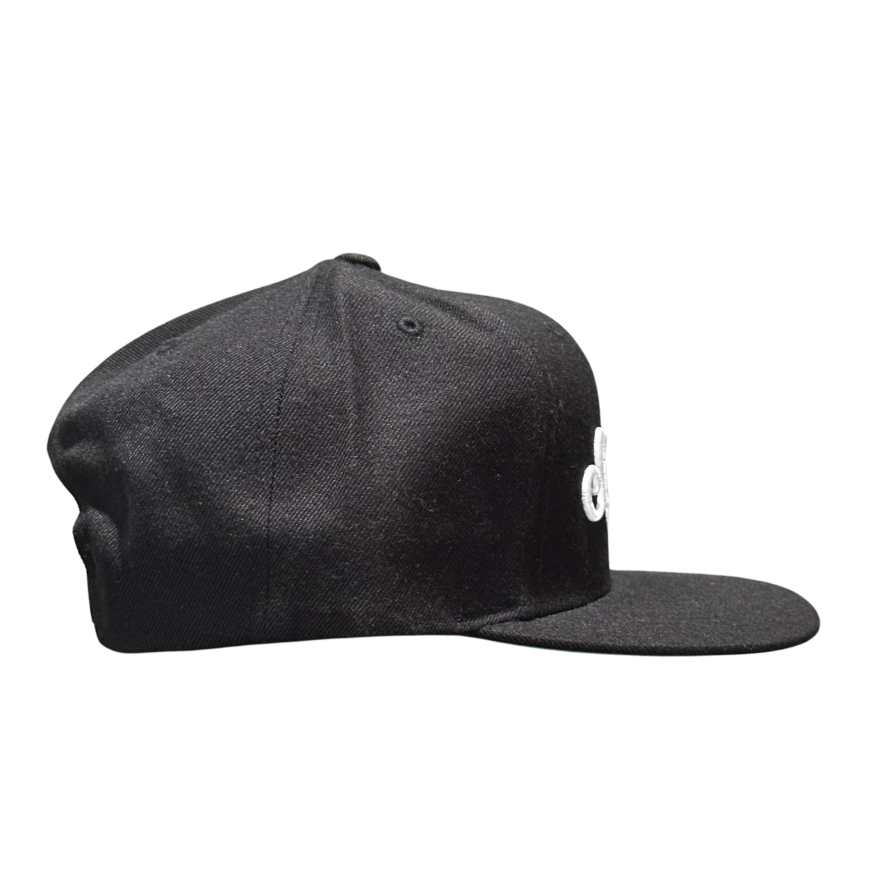 Sin Frenos Script Snapback cap in black.