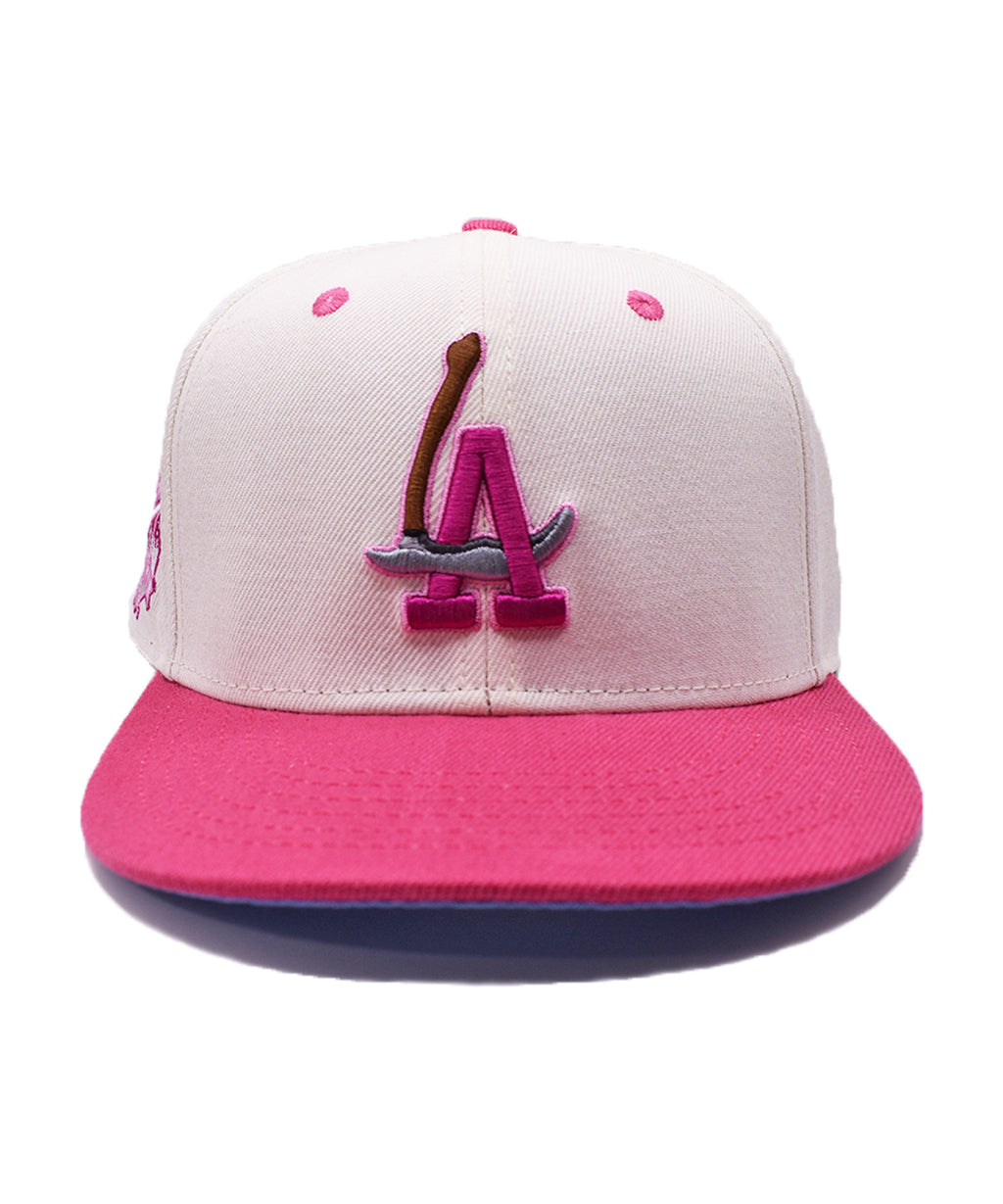 LA Scythe Sin Frenos Fitted Cap (Anniversary) - Cream/Pink/Sky Blue UV