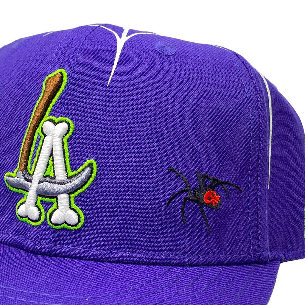 LA Scythe Sin Frenos Fitted Cap (Dia de los Muertos) - Purple/Acid Green UV
