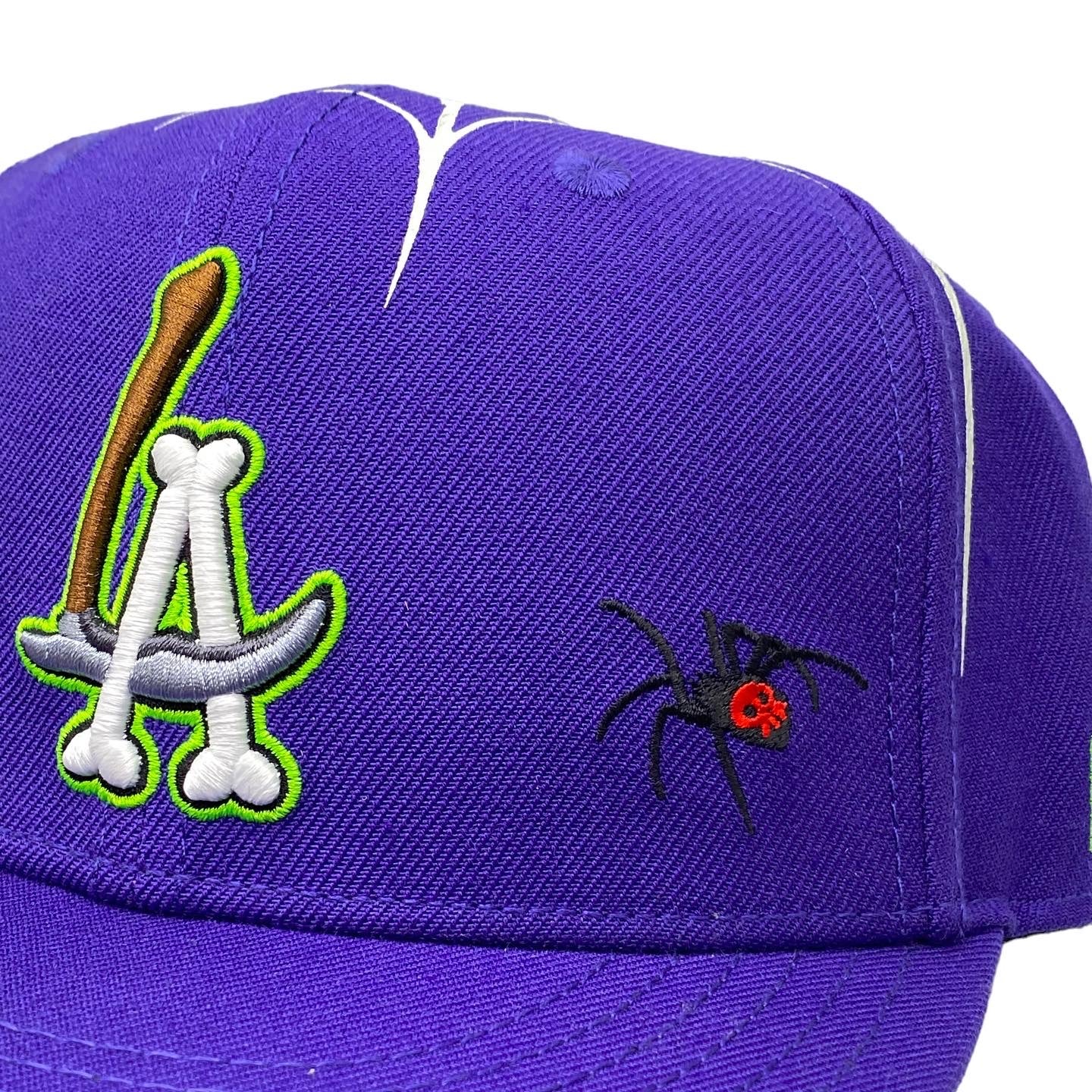 LA Scythe Sin Frenos Fitted Cap (Dia de los Muertos) - Purple/Acid Green UV