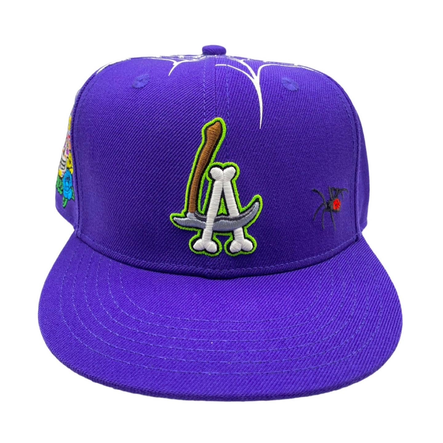 LA Scythe Sin Frenos Fitted Cap (Dia de los Muertos) - Purple/Acid Green UV
