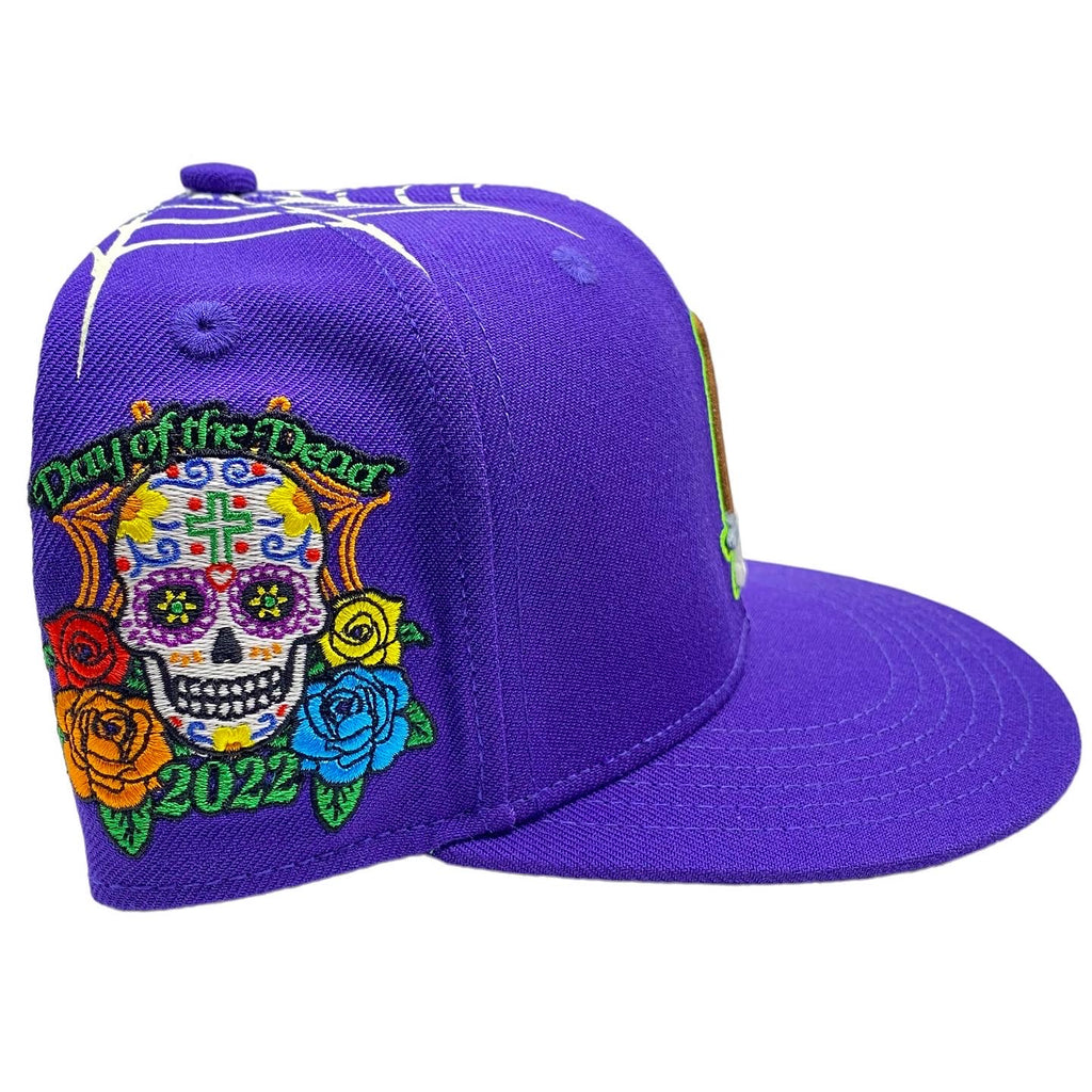 LA Scythe Sin Frenos Fitted Cap (Dia de los Muertos) - Purple/Acid Green UV